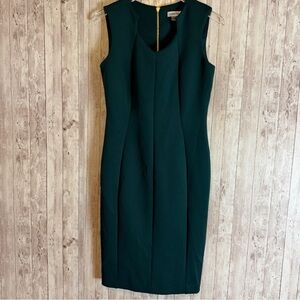 Calvin Klein Dark Green Seamed Scuba Sheath Dress